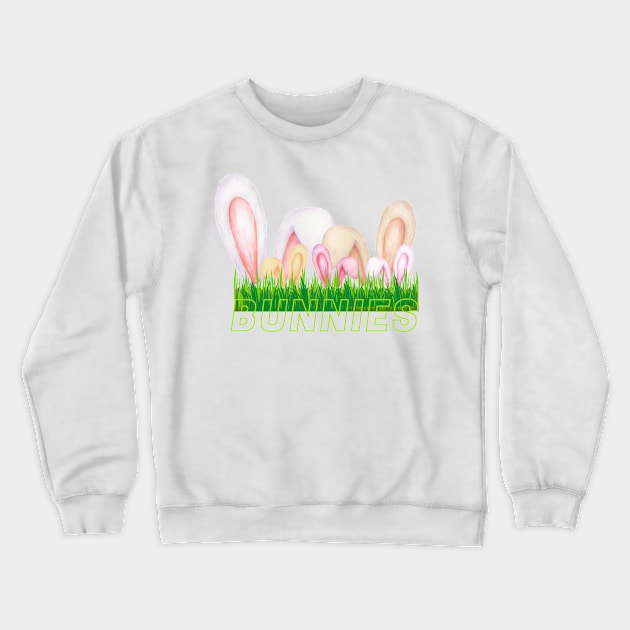 Bunnies in the grass Crewneck Sweatshirt by RAndG